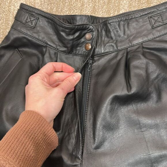 Leather Vintage Y2K High Rise Women Pants Black Goth Dark Approximate Size Small - Picture 8 of 12